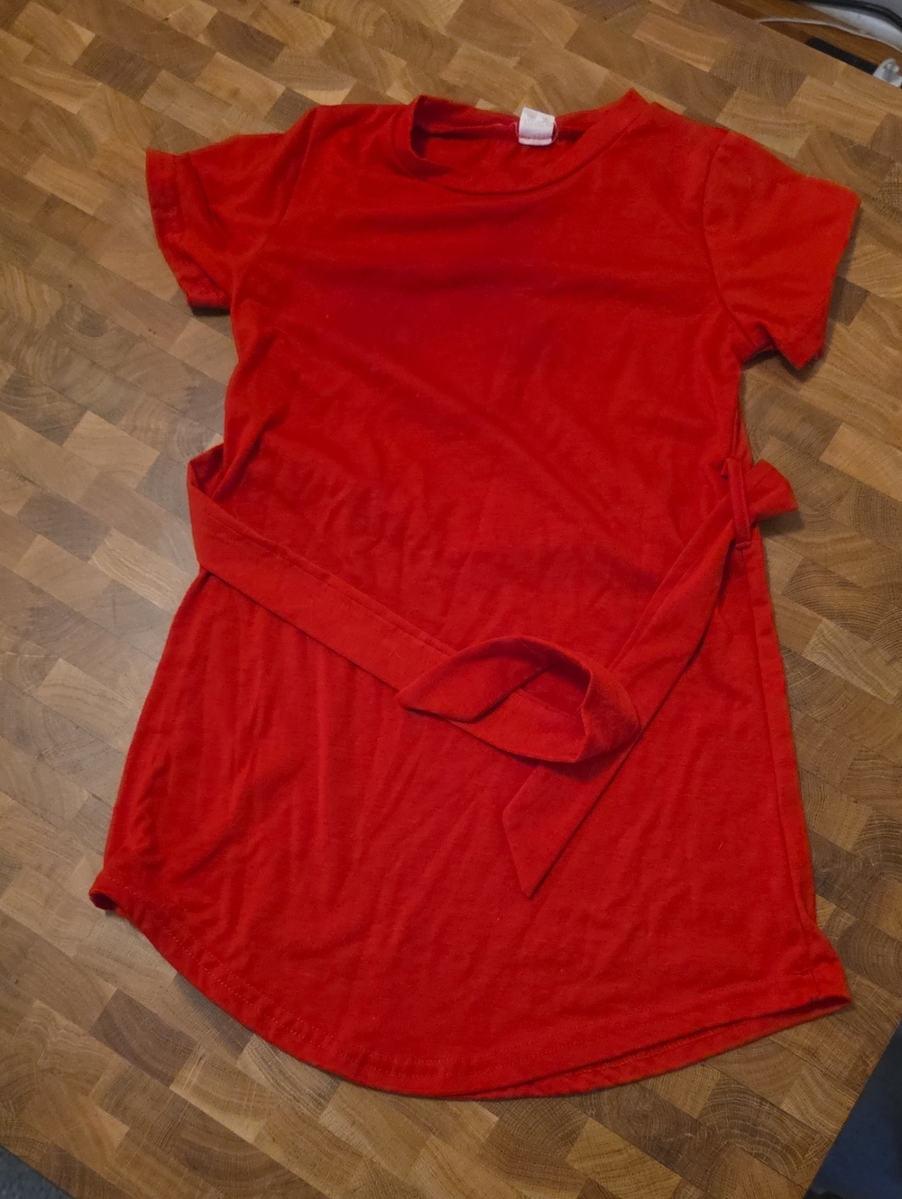 10/ $10 Red Short Sleeve Kids Tee Dress with Self Tie